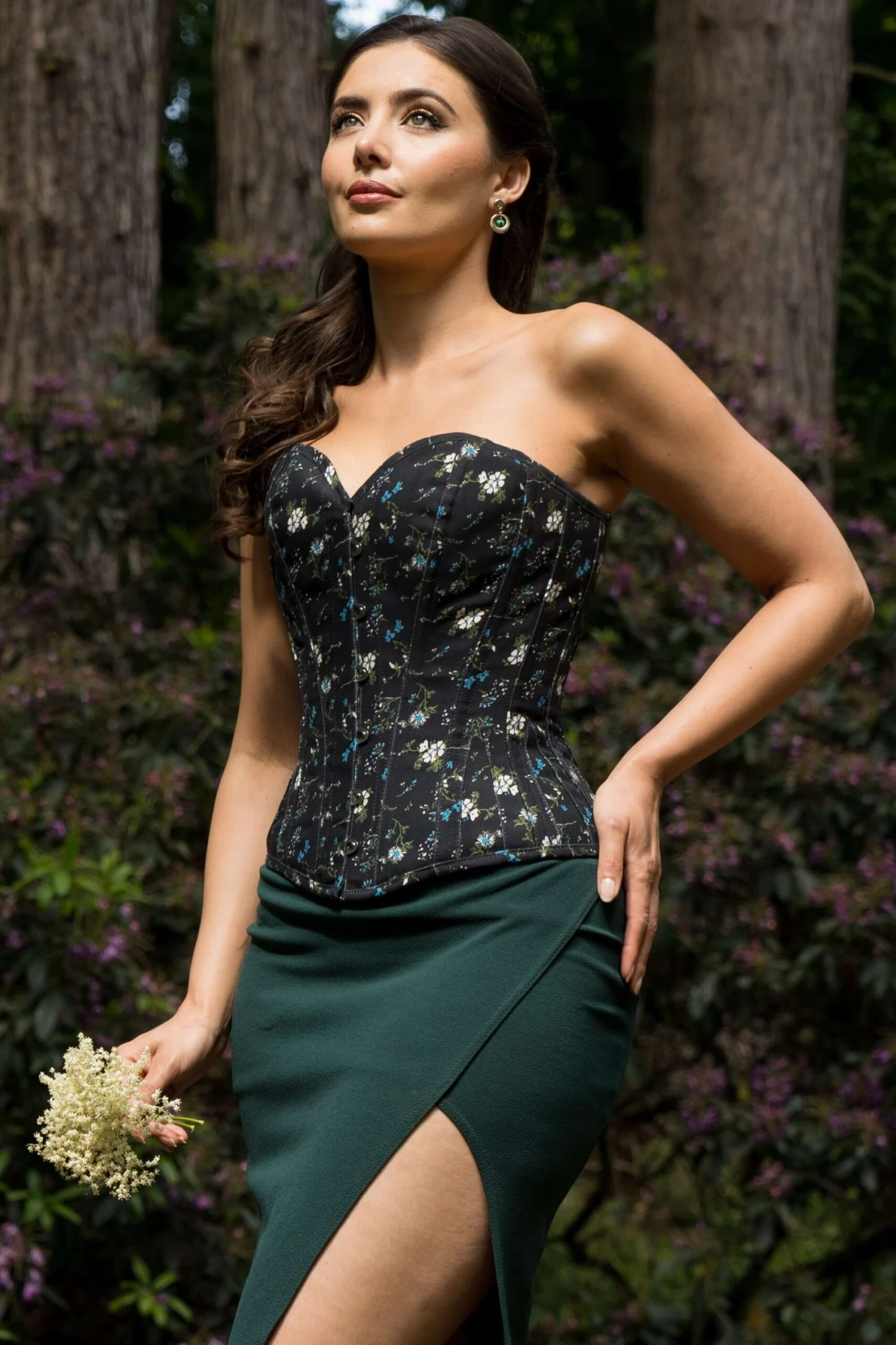 Ditsy Floral Printed Cotton Overbust Corset 2 Ditsy Floral Printed Cotton Overbust Corset - Image 2