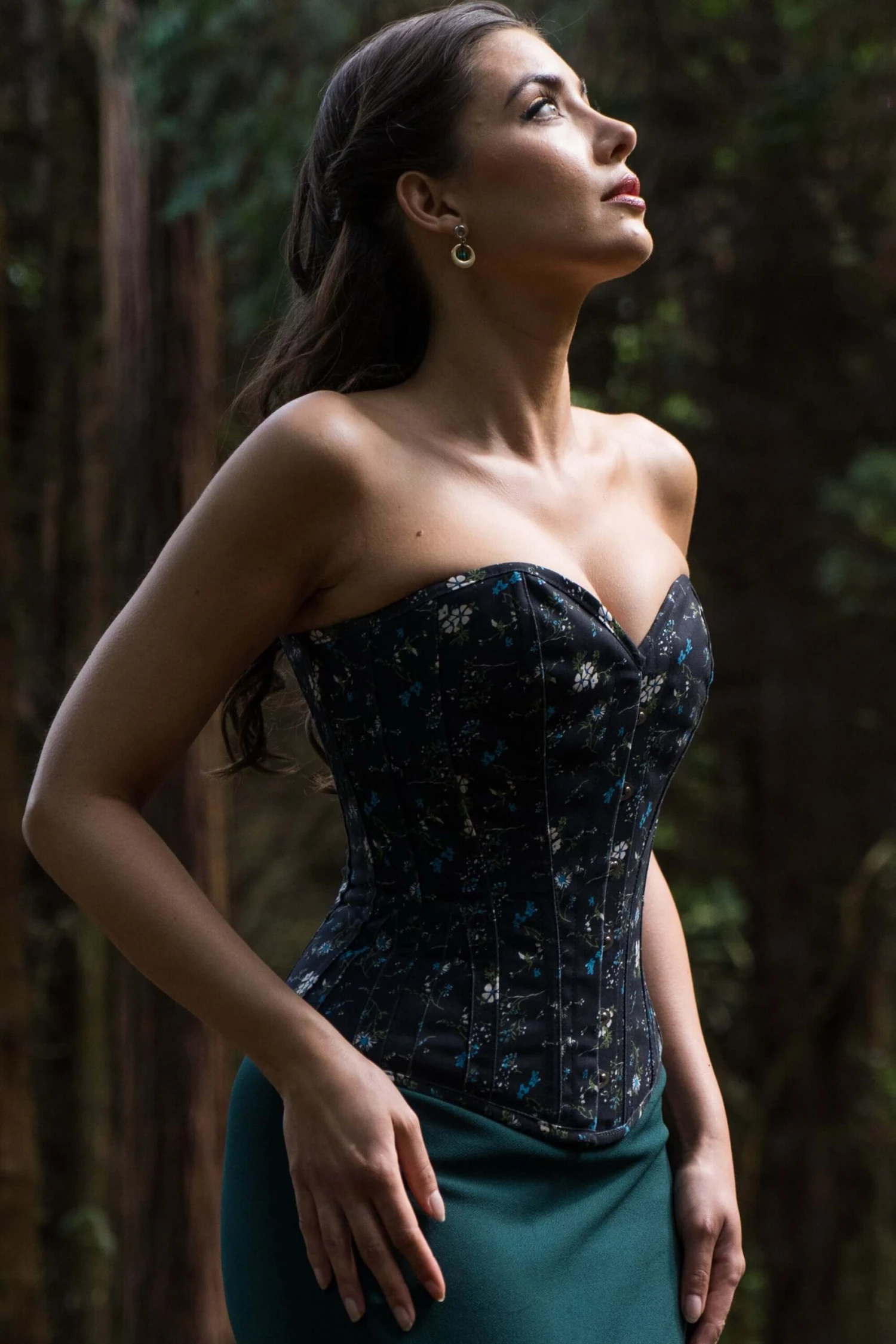 Ditsy Floral Printed Cotton Overbust Corset 5 Ditsy Floral Printed Cotton Overbust Corset - Image 5