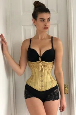 Gold Satin Bridal Corset With Super Fine Mesh Panels -Corset Story WTS703 October 2020 webaite 1