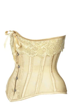 Gold Satin Bridal Corset With Super Fine Mesh Panels -Corset Story WTS703 2