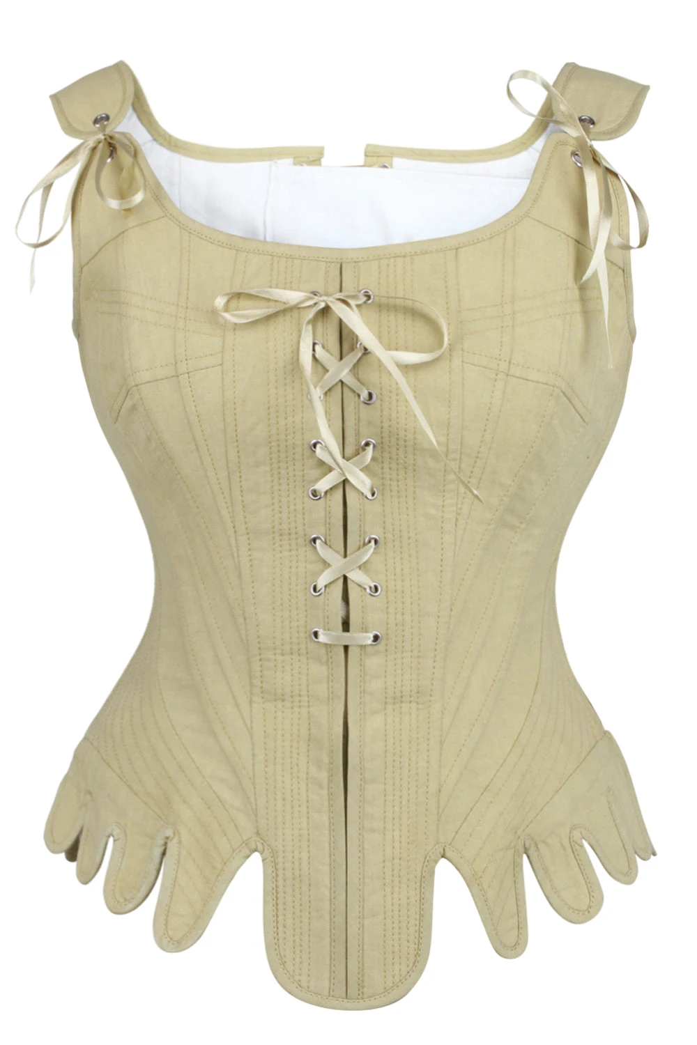 Historically Inspired 1600-1650 Cotton Overbust Corset 2 Historically Inspired 1600-1650 Cotton Overbust Corset - Image 2