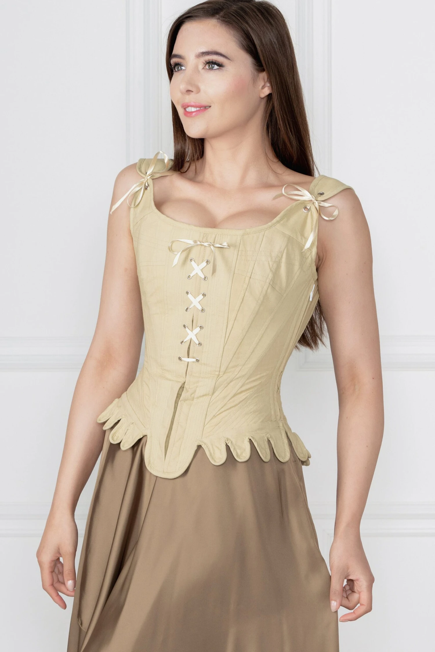 Historically Inspired 1600-1650 Cotton Overbust Corset 7 Historically Inspired 1600-1650 Cotton Overbust Corset - Image 7