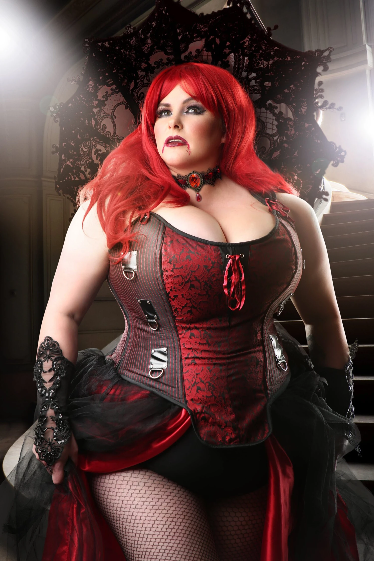 Red And Black Steampunk Overbust Corset With Shoulder Straps 1 Red And Black Steampunk Overbust Corset With Shoulder Straps