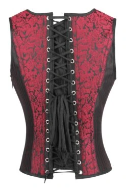Red And Black Steampunk Overbust Corset With Shoulder Straps 9 Red And Black Steampunk Overbust Corset With Shoulder Straps -Corset Story WTS816 3