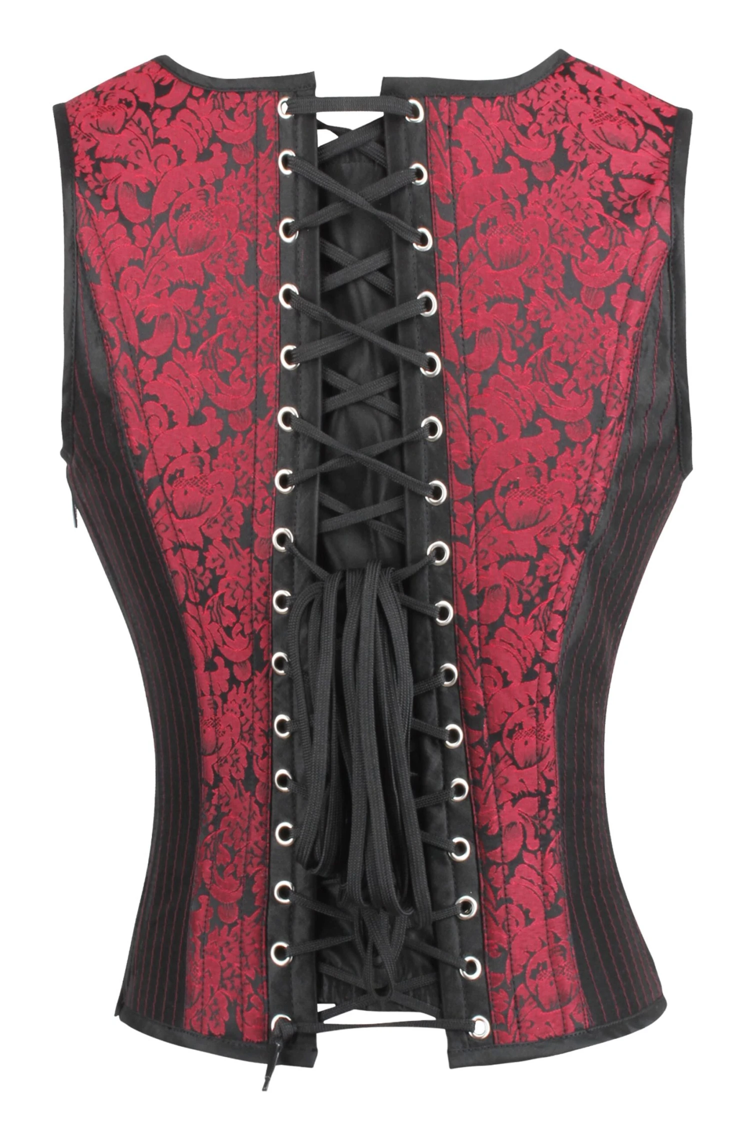 Red And Black Steampunk Overbust Corset With Shoulder Straps 3 Red And Black Steampunk Overbust Corset With Shoulder Straps - Image 3