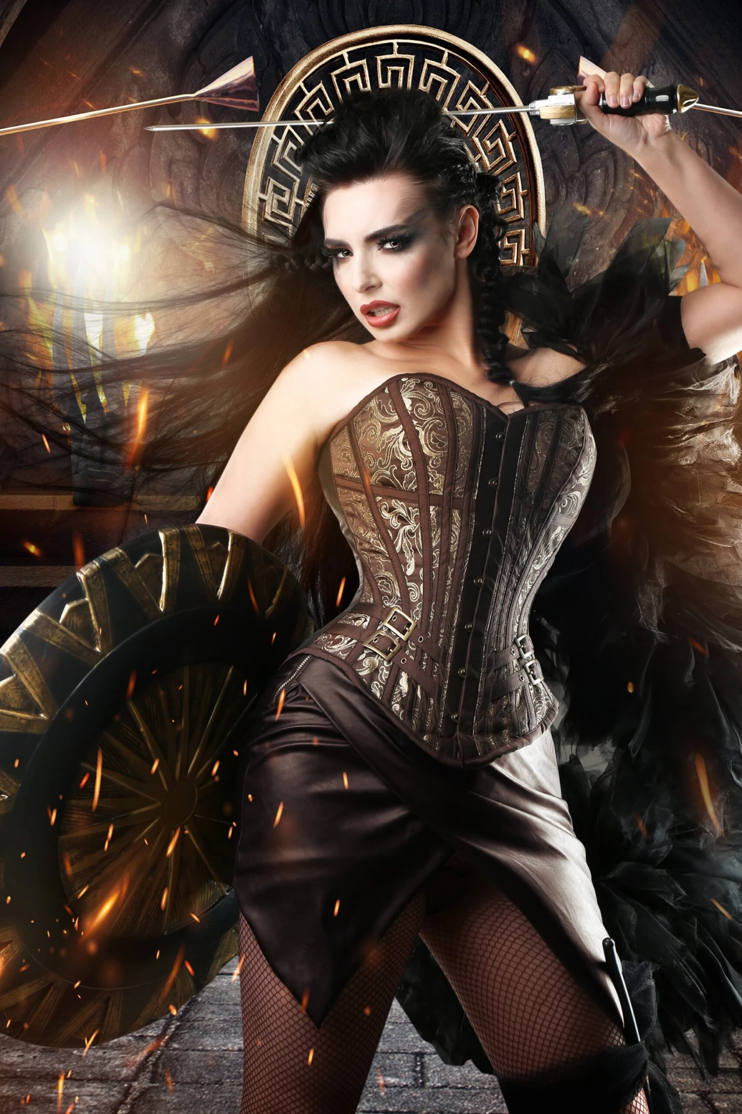 Steampunk LARP Overbust Corset With Buckles 1 Steampunk LARP Overbust Corset With Buckles