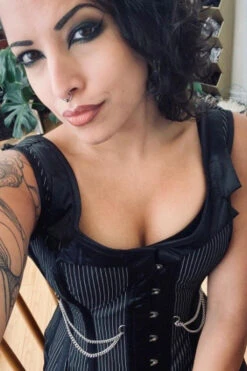 Pinstripe Waistcoat Corset 7 Pinstripe Waistcoat Corset -Corset Story WTS836 Customerpic May2021