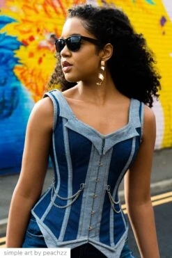 Double Denim WaistCoat Corset 23 Double Denim WaistCoat Corset -Corset Story WTS837.jpg12