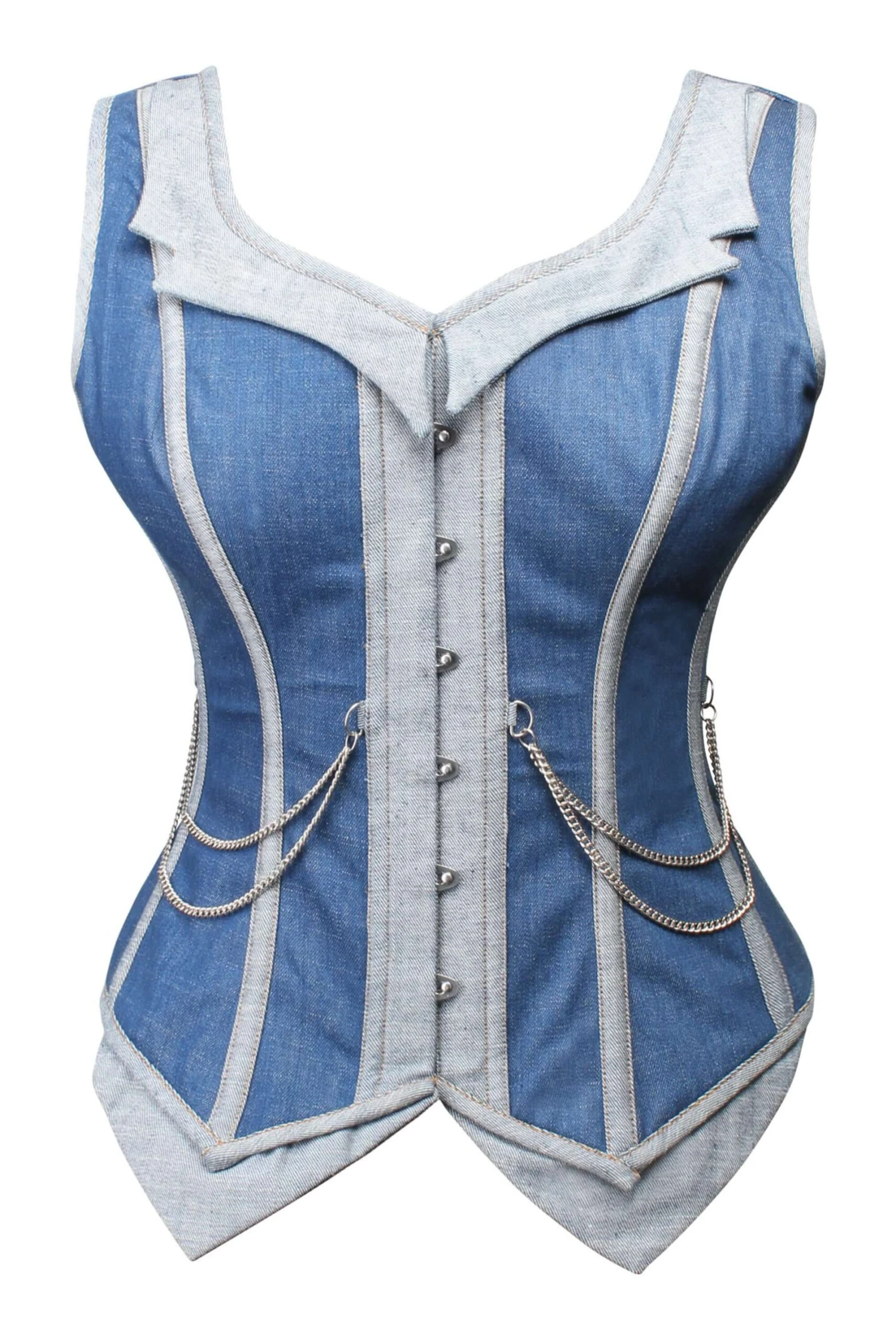Double Denim WaistCoat Corset 4 Double Denim WaistCoat Corset - Image 4