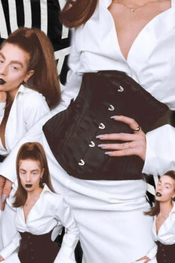 Black Burlesque Underbust With Bullet Hip Gores -Corset Story WTS930 Customerpic June2021 2