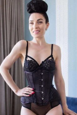 Black Burlesque Underbust With Bullet Hip Gores -Corset Story WTS930 July2020 website 2