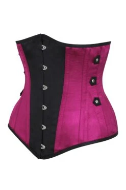 Steampunk Black And Pink Longline Underbust With Side Tabs -Corset Story WTSTE0083