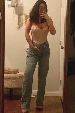 Champagne Matt Satin Longline Waist Taming Overbust -Corset Story WTVIC017 Customerpic June2021 3