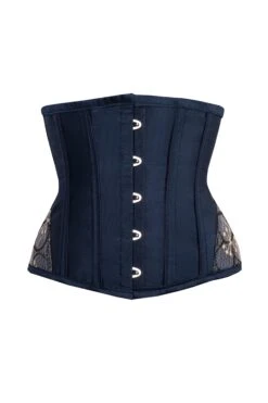 Midnight Blue Underbust With Shimmering Hip Panels 27 Midnight Blue Underbust With Shimmering Hip Panels -Corset Story corset front 1 12