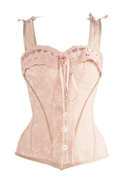 Luxurious Victorian Inspired Dusty Pink Overbust Angled Panels And Shoulder Straps