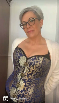 Blue With Gold Brocade Pattern Overbust With Hooks -Corset Story image3 b37de857 1927 461f a1d2 43a8d0711ec4