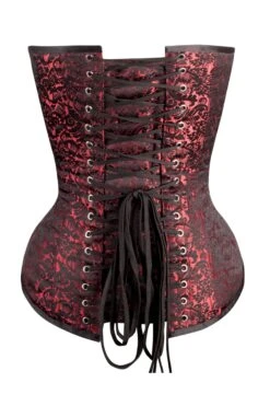 Long Red Brocade Pattern Corset With Hip Gores -Corset Story my 003 back 2