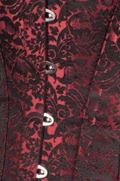 Long Red Brocade Pattern Corset With Hip Gores -Corset Story my 003 detail 1