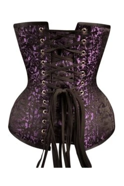 Purple Brocade Expert Waist Training Overbust Corset -Corset Story wt 046back 1