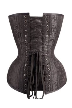 Long Black Brocade Expert Waist Training Corset 9 Long Black Brocade Expert Waist Training Corset -Corset Story wt 066 back 2