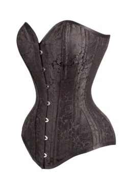 Long Black Brocade Expert Waist Training Corset 8 Long Black Brocade Expert Waist Training Corset -Corset Story wt 066 side 1