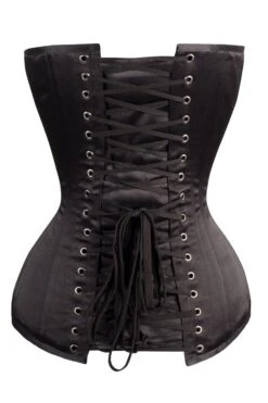 Long Line Black Satin Expert Waist Training Overbust Corset 12 Long Line Black Satin Expert Waist Training Overbust Corset -Corset Story wt 122 back 1