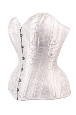 White Brocade Expert Waist Training Corset -Corset Story wt 140side 1