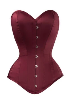 Burgundy Matt Satin Longline Waist Taming Overbust -Corset Story wtvic018 front 1