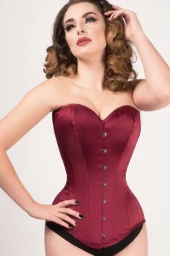 Burgundy Matt Satin Longline Waist Taming Overbust